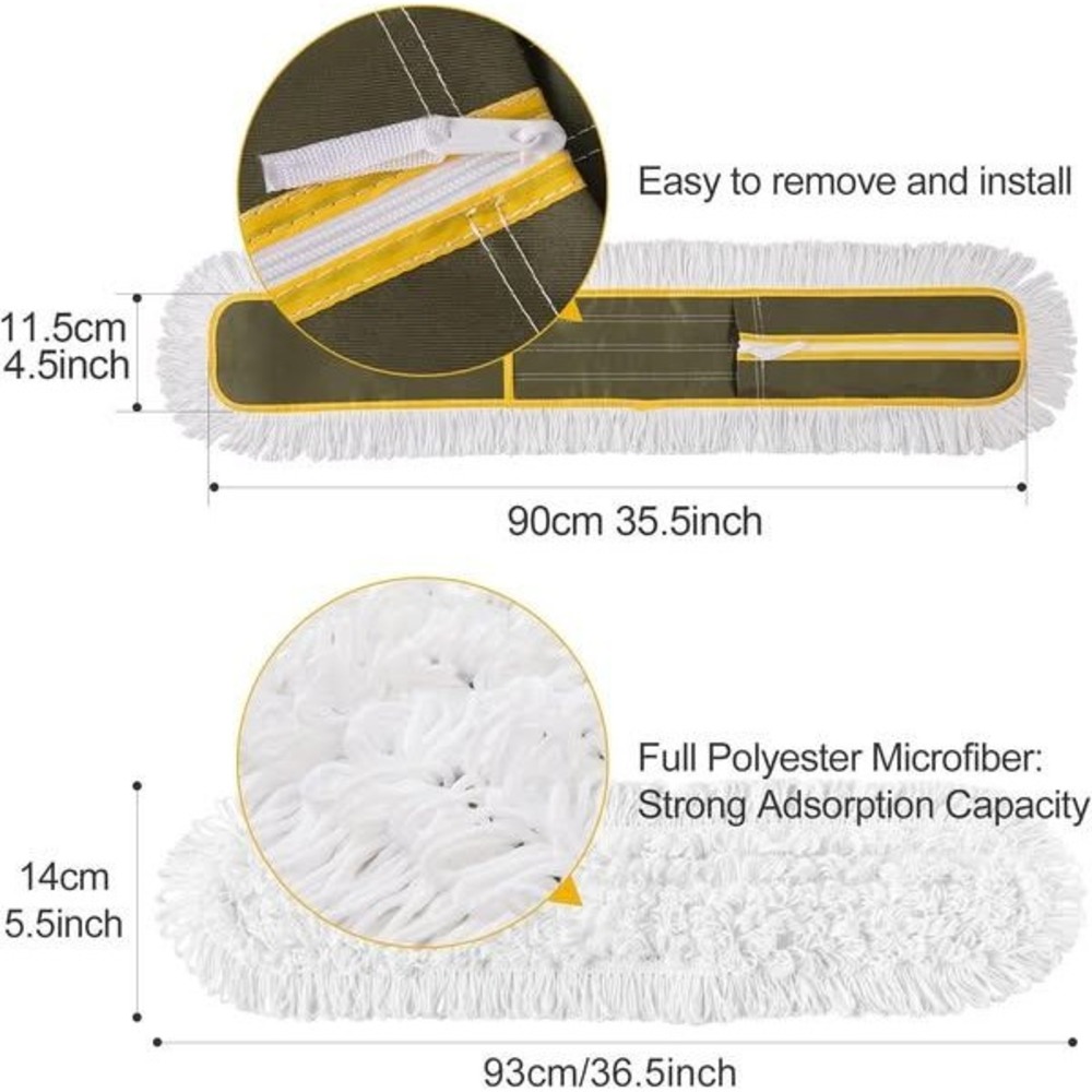 Industrial Dust Mop Refill Microfiber Floor Mop Head Replacement 35.5 Inch - Picture 2 of 3